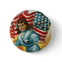 Vintage Patriotic_Girl and Flag_Button by Vintage_Gifts Vintage Patriotic_Girl and Flag_Button