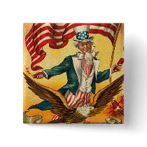 Vintage Patriotic Independence Day Pinback Button