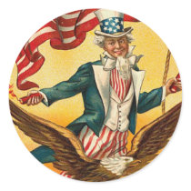 Vintage Patriotic Independence Day Round Sticker