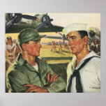 Vintage Patriotic Men, Military Personnel Poster