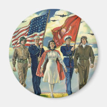 Vintage Patriotic, Military Personnel Magnets