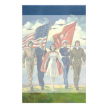 Vintage Patriotic, Military Personnel Customized Stationery