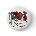 Vintage Patriotic Ribbon and Flowers button