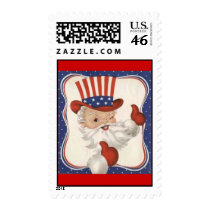 Vintage Patriotic Santa Claus Postage Stamps