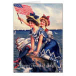 Vintage Patriotic Swimmers Greeting Card