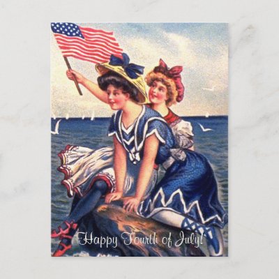 Vintage Patriotic Swimmers Postcard