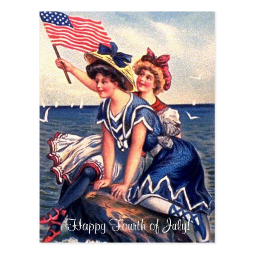 Vintage Patriotic Swimmers Postcard