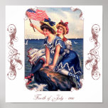 Vintage Patriotic Swimmers Poster
