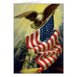Vintage Patriotism, Patriotic Eagle American Flag Greeting Card