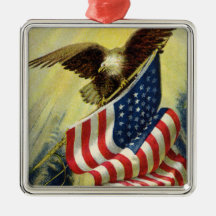 Vintage Patriotism, Patriotic Eagle American Flag Christmas Ornaments