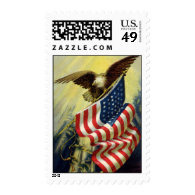 Vintage Patriotism, Patriotic Eagle American Flag Stamp 