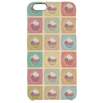 Vintage pattern made of cupcakes clear iPhone 6 plus case