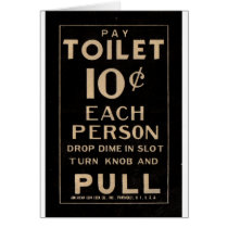 Vintage pay toilet sign in black card