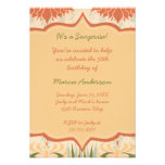 Vintage Peach Ivory Green Floral Party Invitation invitations