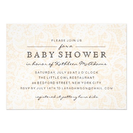 Vintage Peach Lace Baby Shower Invitation