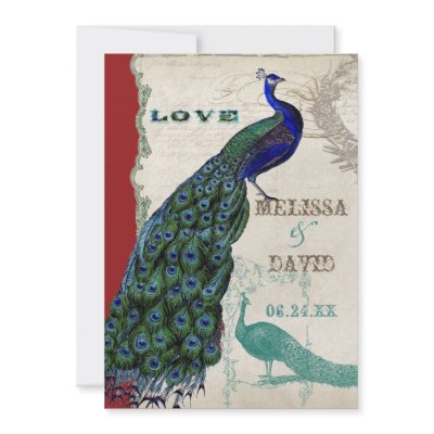 Vintage Peacock 5 - Formal Wedding Invitation