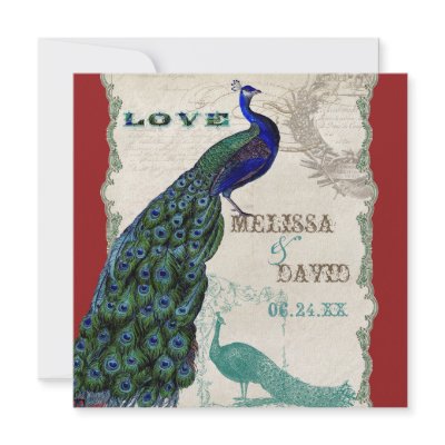 Vintage Peacock 5 - Formal Wedding Invitation