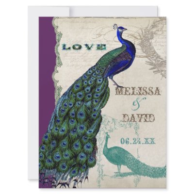 Vintage Peacock 5 - Formal Wedding Invitation