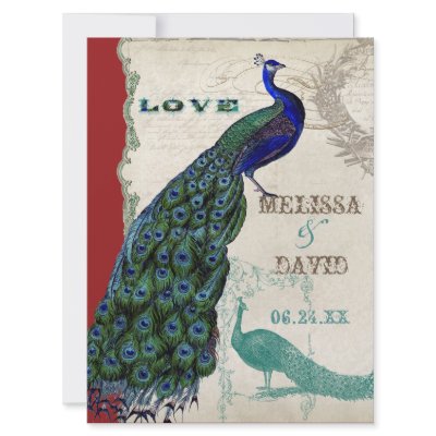 Vintage Peacock 5 - Formal Wedding Invitation
