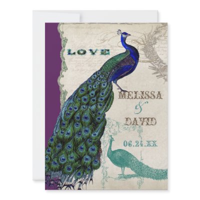 Vintage Peacock 5 - Formal Wedding Invitation
