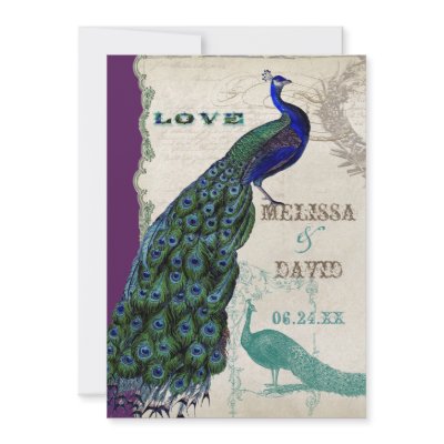 Vintage Peacock 5 - Formal Wedding Invitation