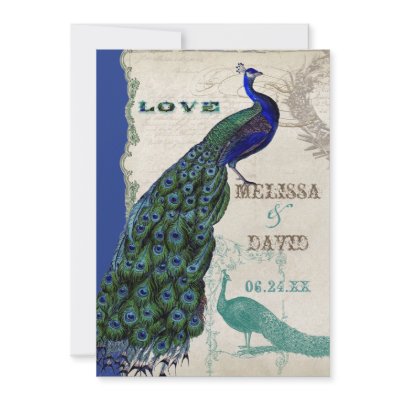 Vintage Peacock 5 - Formal Wedding Invitation