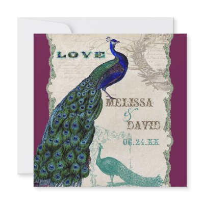 Vintage Peacock 5 - Formal Wedding Invitation