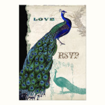 Vintage Peacock 5 - Formal Wedding Invitation invitations