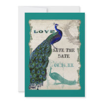 Vintage Peacock 5 - Save the Date Personalized Invite
