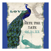 Vintage Peacock 5 - Save the Date Personalized Announcements