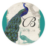 Vintage Peacock 5 - Wedding Seal or Sticker