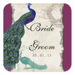 Vintage Peacock 5 - Wedding Seal or Sticker