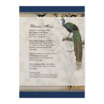 Vintage Peacock 6 - Dinner Menu Card Personalized Invitations