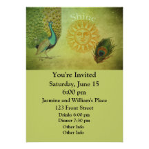 Vintage Peacock Art Collage Custom Announcement