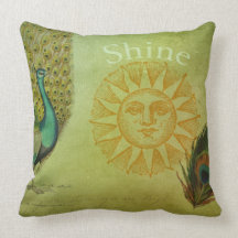 Vintage Peacock Art Collage Pillow
