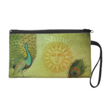 Vintage Peacock Art Collage Wristlet Clutches