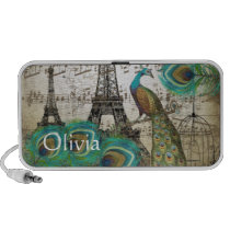 Vintage Peacock Art Nouveau Eiffel Tower Iphone Speakers