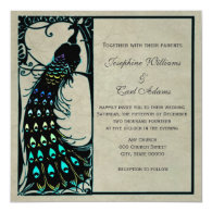 Vintage Peacock Art Nouveau Wedding Invites