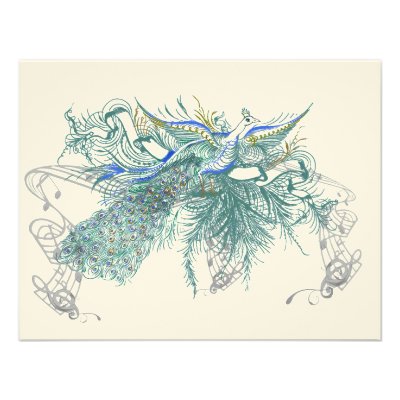 Vintage Peacock Birds Wedding Response Card Announcement