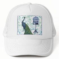 Vintage Peacock & Cage Trucker Hats