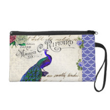 Vintage Peacock Collage bag Wristlet Clutches