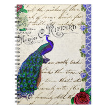 Vintage Peacock Collage notebook