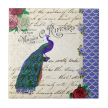 Vintage Peacock Collage Tiles