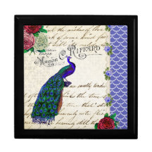 Vintage Peacock Collage Trinket Box
