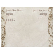 Vintage Peacock & Etching Wedding Program Interior Full Color Flyer