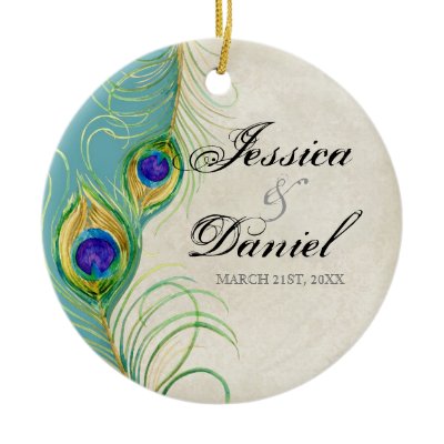 Vintage Peacock &amp; Etchings Christmas Ornament