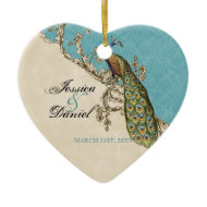 Vintage Peacock & Etchings Christmas Ornament ornament