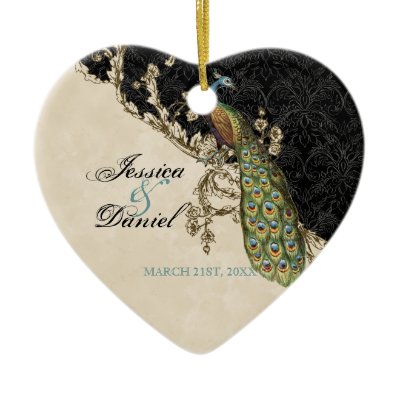 Vintage Peacock &amp; Etchings Christmas Ornament