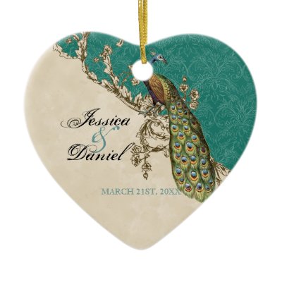 Vintage Peacock &amp; Etchings Christmas Ornament
