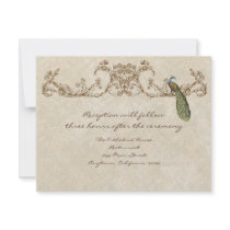 Vintage Peacock & Etchings Reception Invitation